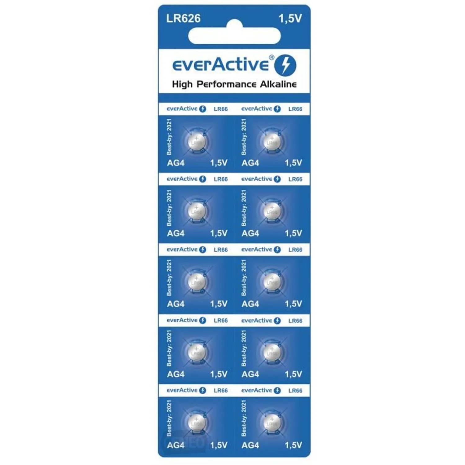 10x in blister battery AG4 G4 LR626 LR66 BL166 everActive