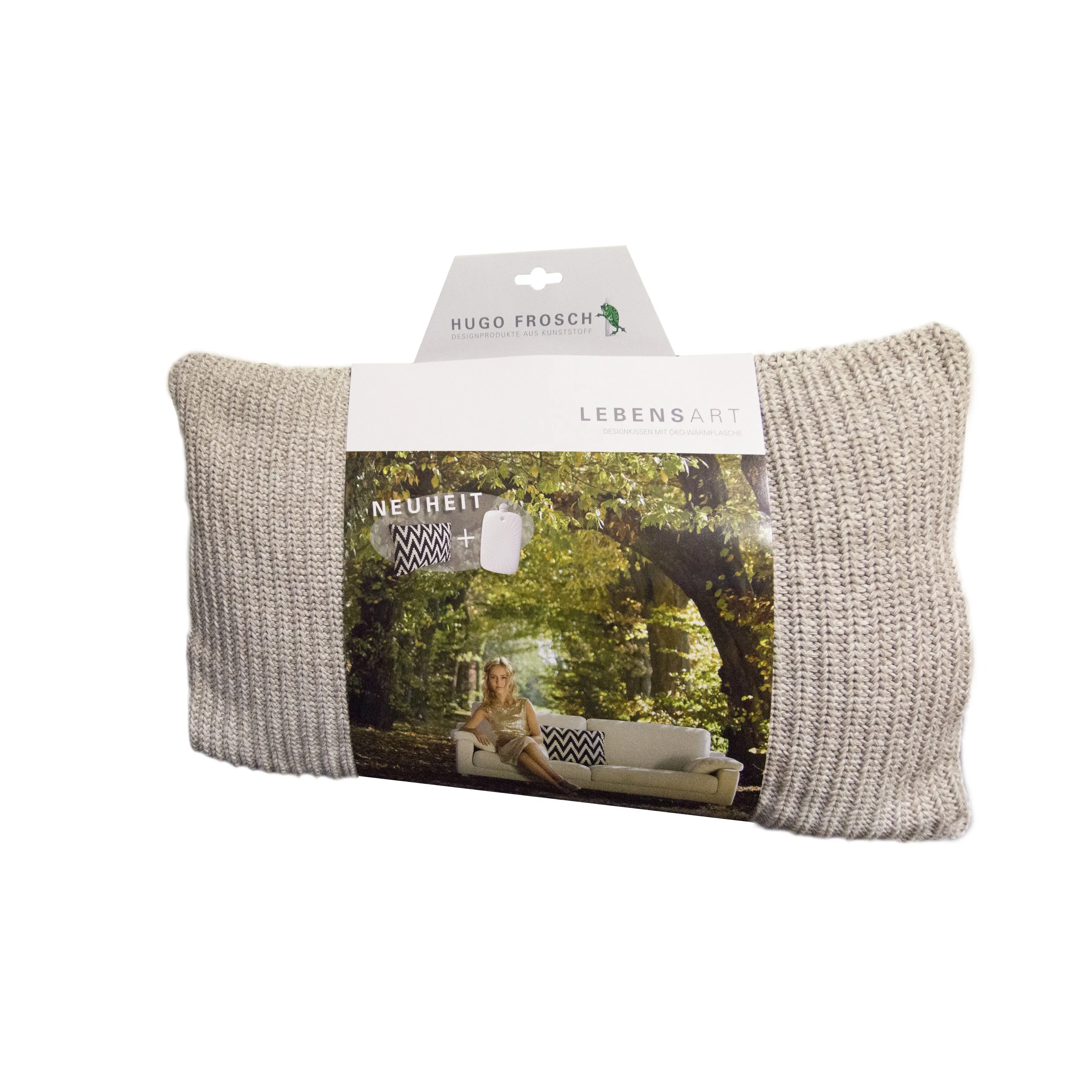 Beige Designer Cushion with Integrated 2 Litre Eco Hot Water Bottle