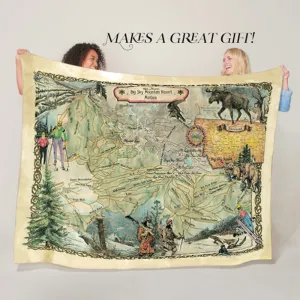 Big Sky Ski Runs Montana Sherpa Fleece Blanket Double Stitched Edges Cozy Luxury Fluffy Super Soft 430 GSM Polyester Throw Blanket