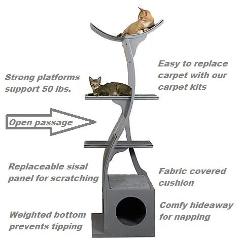 Cat Tree Lotus™  - Styled for the Design Conscious Cat Lover's Cat - SMOKE