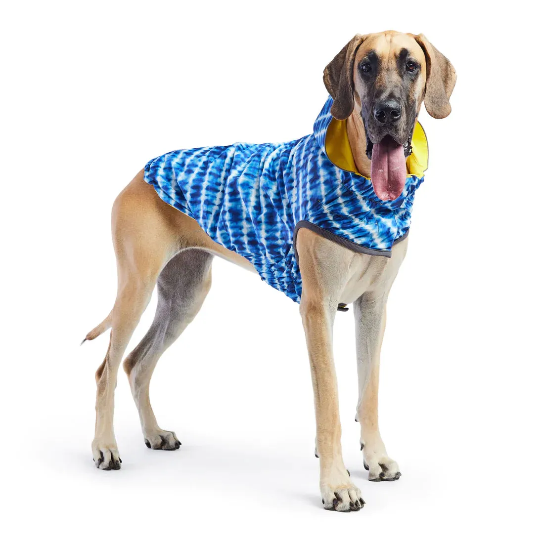 Dog Rain Coat - Reversible Yellow Blue Tie Dye