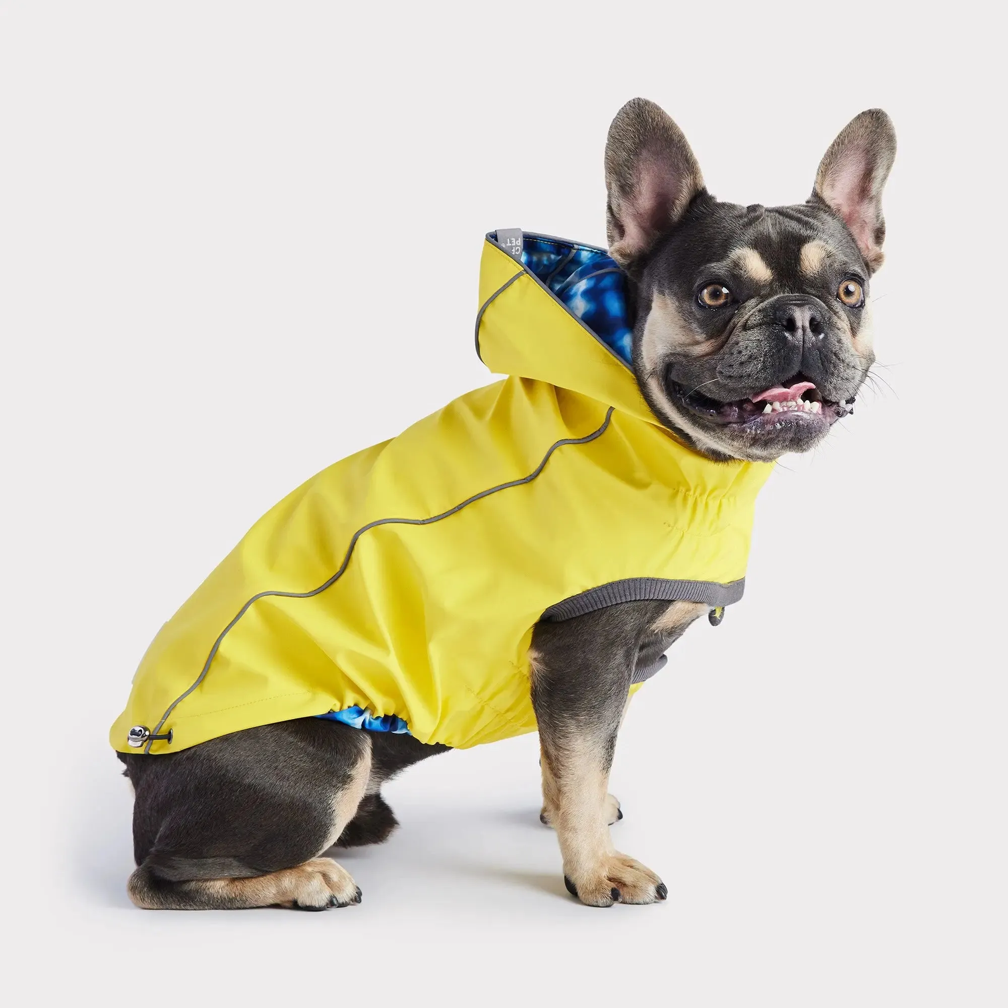 Dog Rain Coat - Reversible Yellow Blue Tie Dye