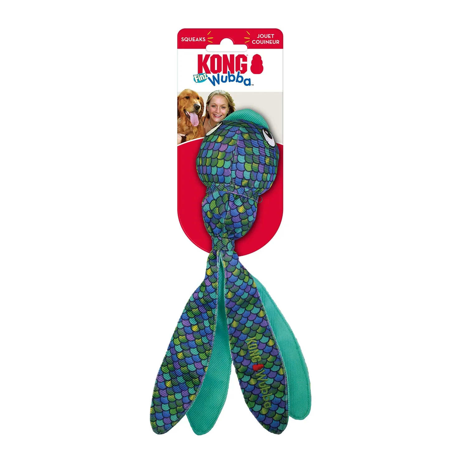 KONG Wubba Finz Blue Dog Toy