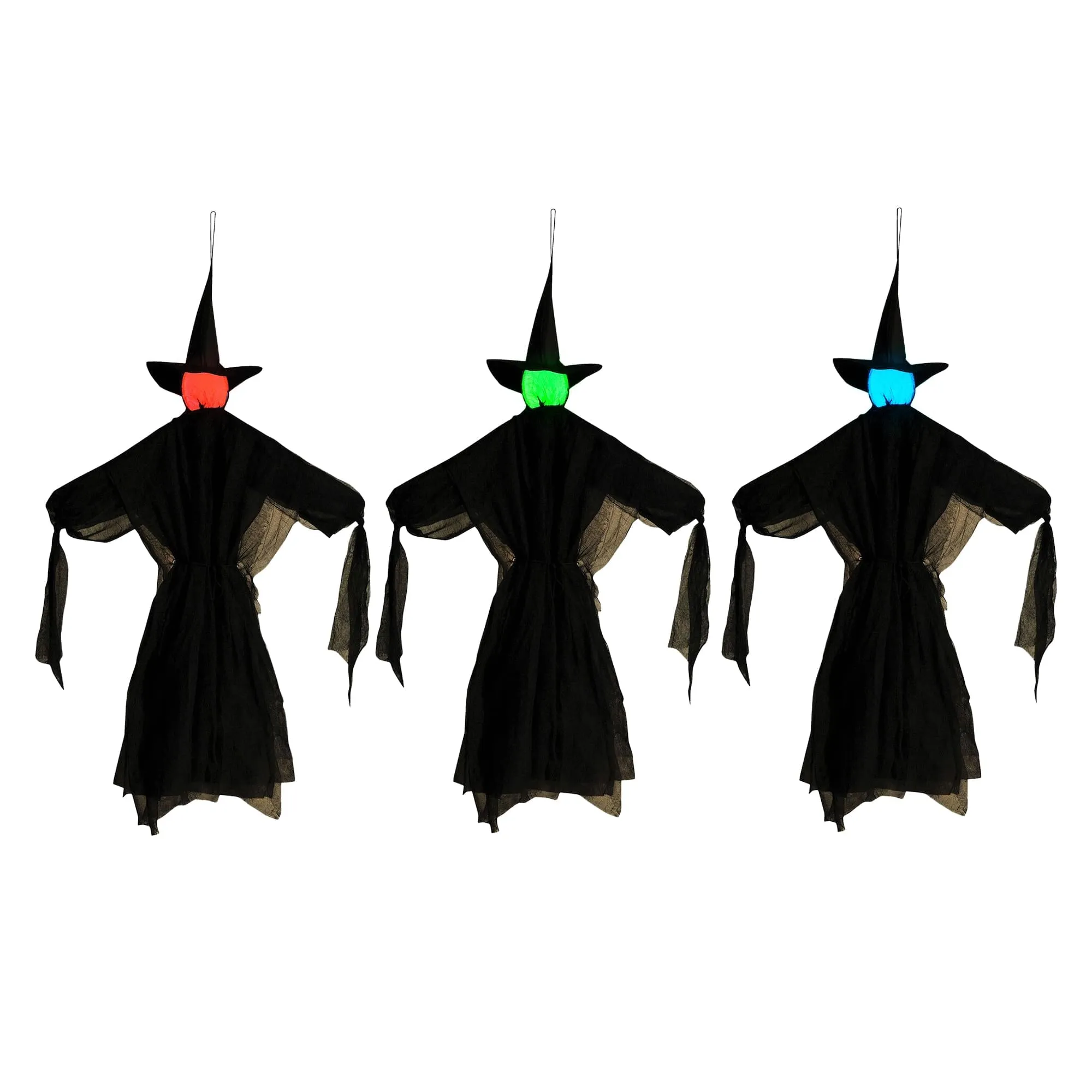Light-Up Color Change Hanging Witches  | Set of 3