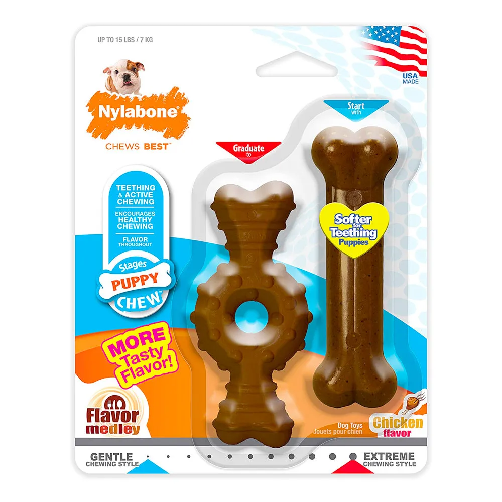 Nylabone Teething Puppy Chew Toys Twin Pack