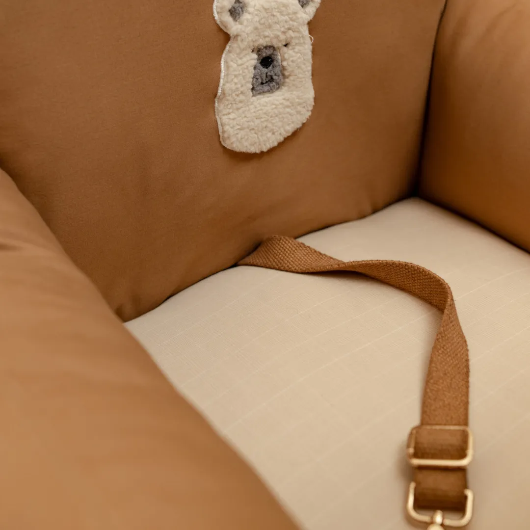 OAK BOHO Holiday Travel Bed for Small Dogs : Brown Cotton Bear Applique
