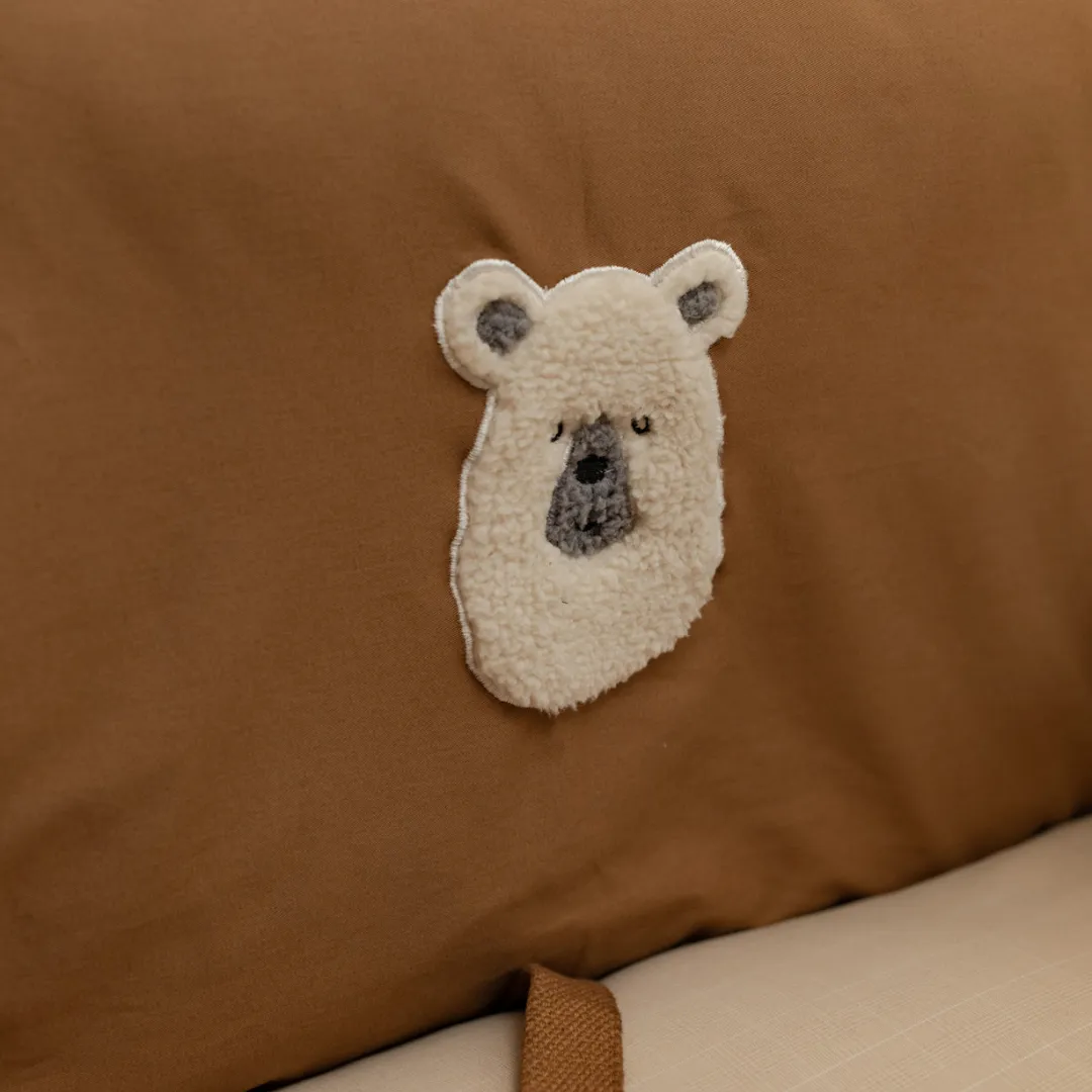 OAK BOHO Holiday Travel Bed for Small Dogs : Brown Cotton Bear Applique