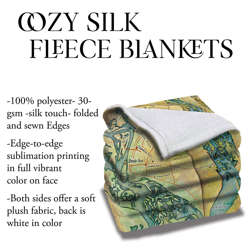 Outer Banks North Carolina Map Sherpa Fleece Blanket Double Stitched Edges Cozy Luxury Fluffy Super Soft 430 GSM Polyester Throw Blanket