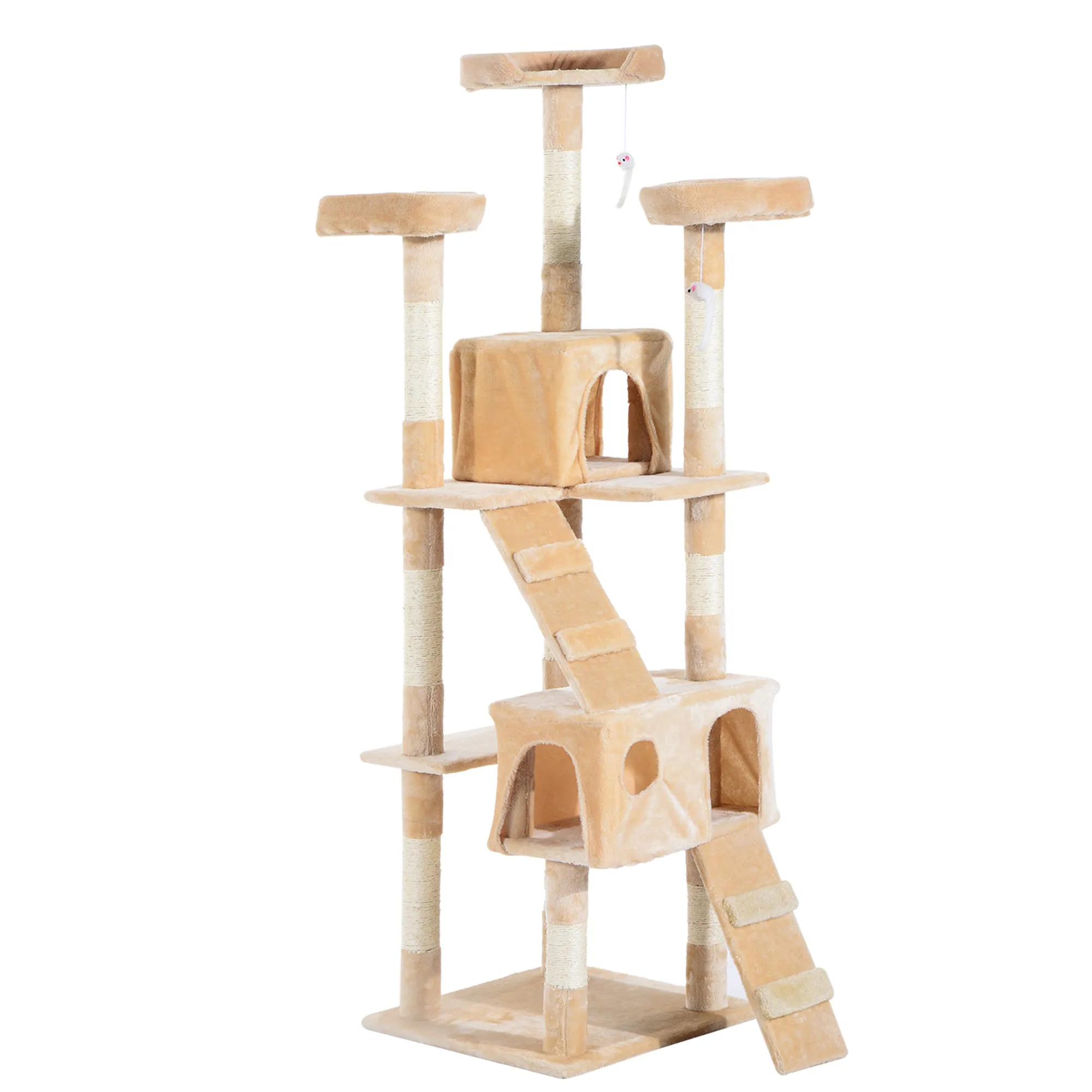 PawHut Cat Tree Scratcher Activity Centre, Condo Scratching Post Toy Bed
