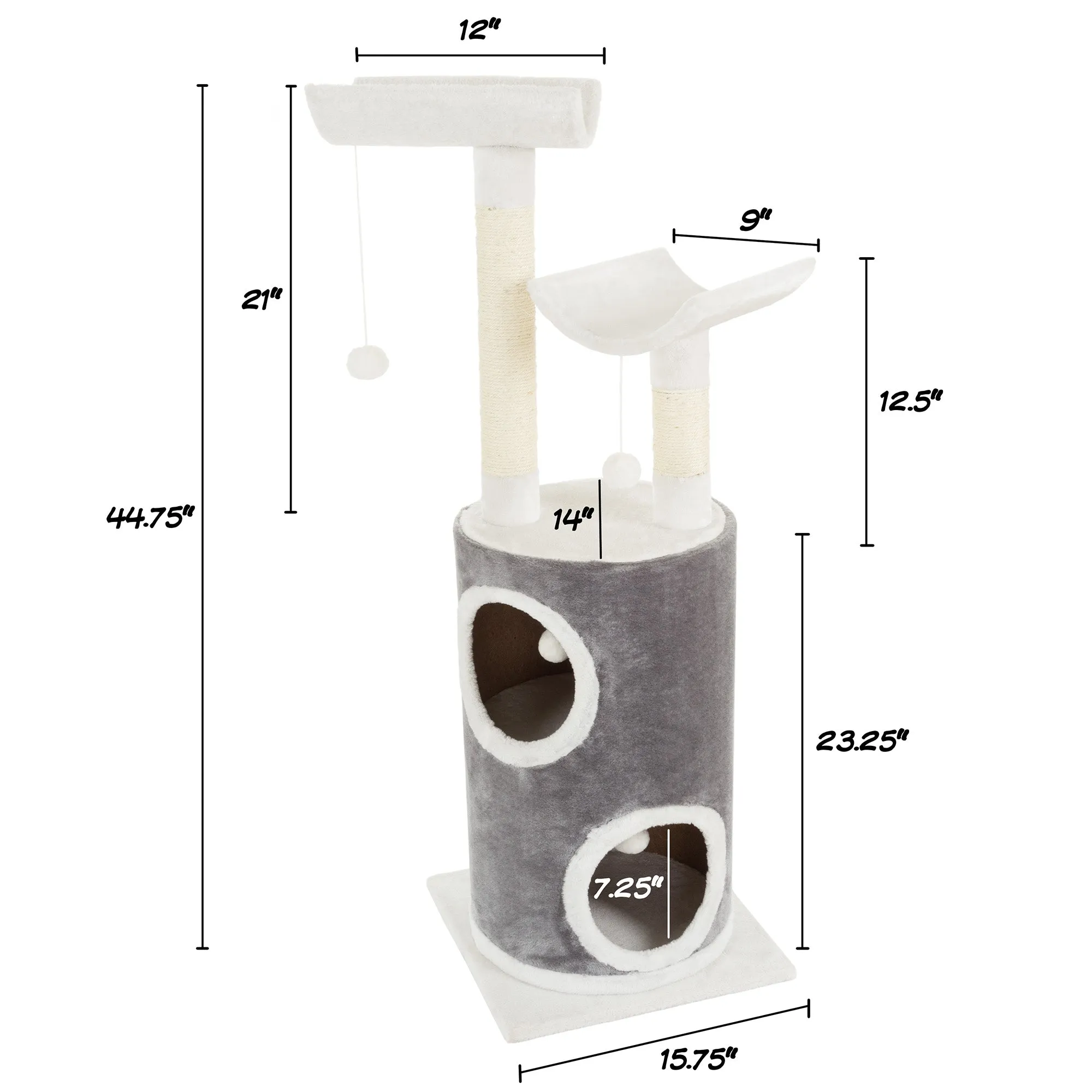 PETMAKER 45in Cat Tree with Kitty Condo, Gray