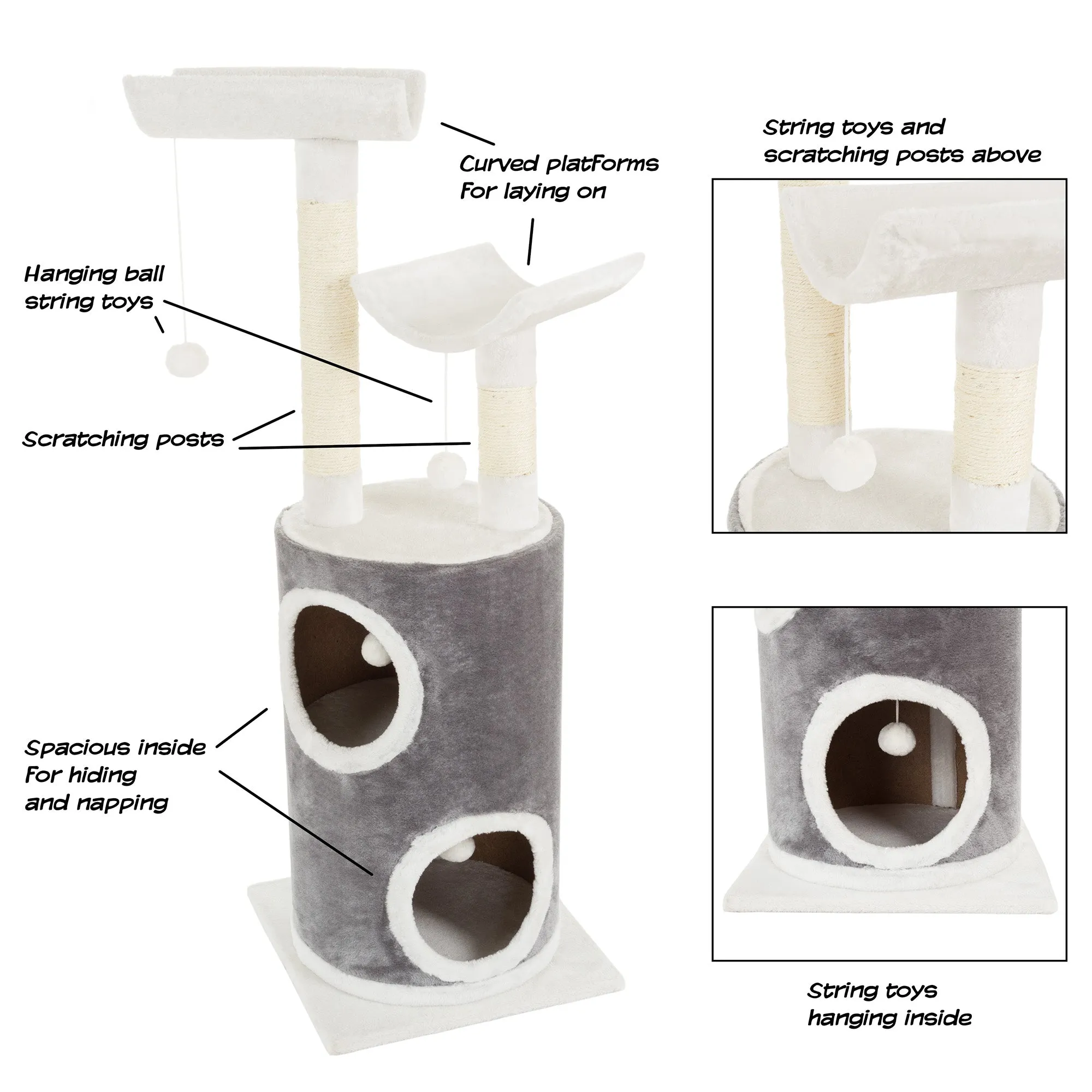 PETMAKER 45in Cat Tree with Kitty Condo, Gray